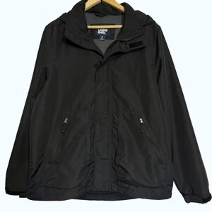 Lands End Mid Weight Jacket Mens M 38-40 Black Wind Water Resistant Rain Guard